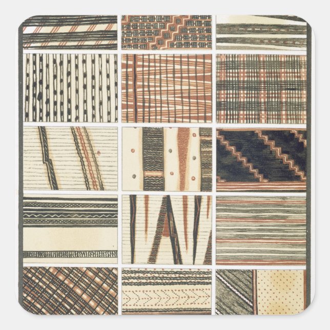 Pegatina Cuadrada Tapa polinesia de Cook (Anverso)