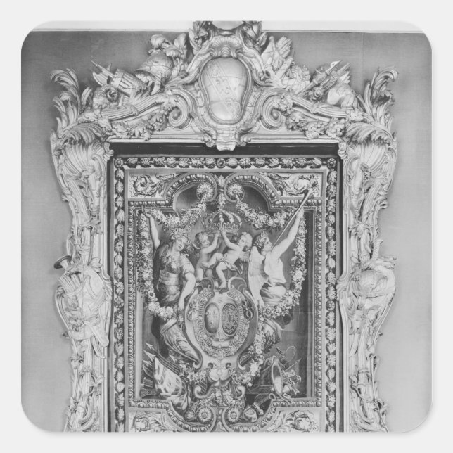 Pegatina Cuadrada Tapiz del escudo de armas de la familia real franc (Anverso)