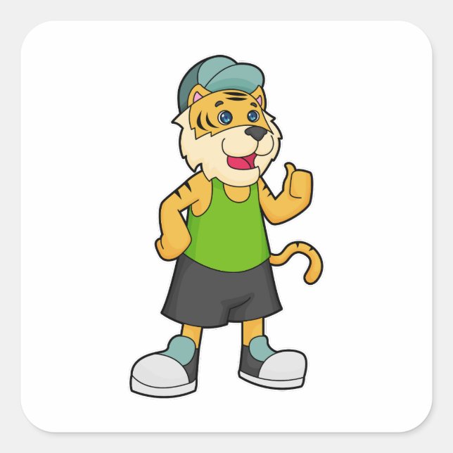 Pegatina Cuadrada Tapón de tigre (Anverso)