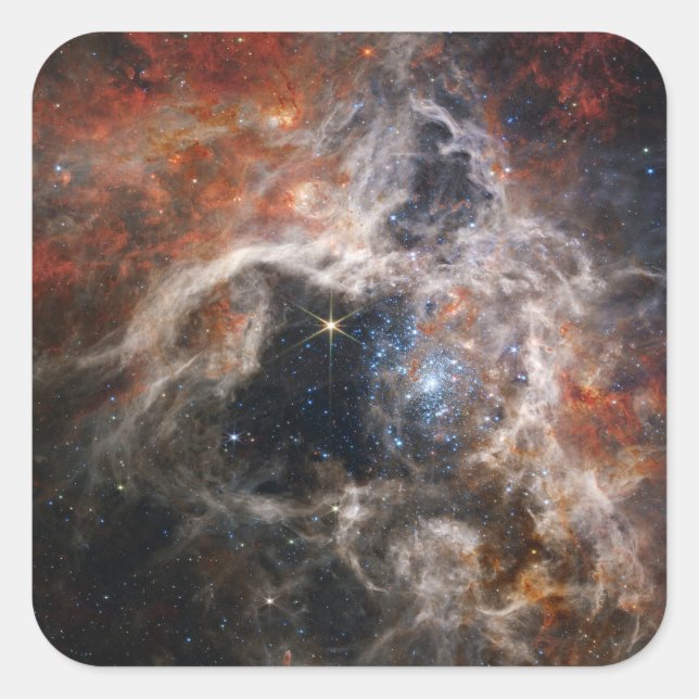 Pegatina Cuadrada Tarantula Nebula James Webb telescopio nasa estrel (Anverso)