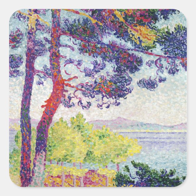 Pegatina Cuadrada Tarde en Pardigon, Var, 1907 (Anverso)