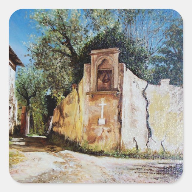 Pegatina Cuadrada TARDE EN RIMAGGIO / Toscana View (Anverso)