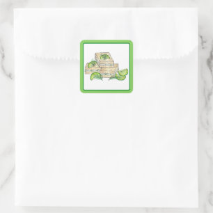 Pegatina Cuadrada Tarde Fiesta de té Cucumber Dill Finger Sandwich