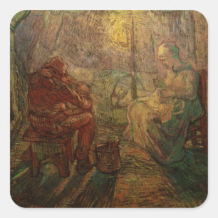 Pegatina Cuadrada Tarde - La Guardia por Vincent van Gogh
