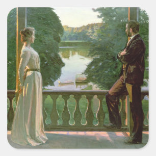 Pegatina Cuadrada Tarde nórdica del verano, 1899-1900