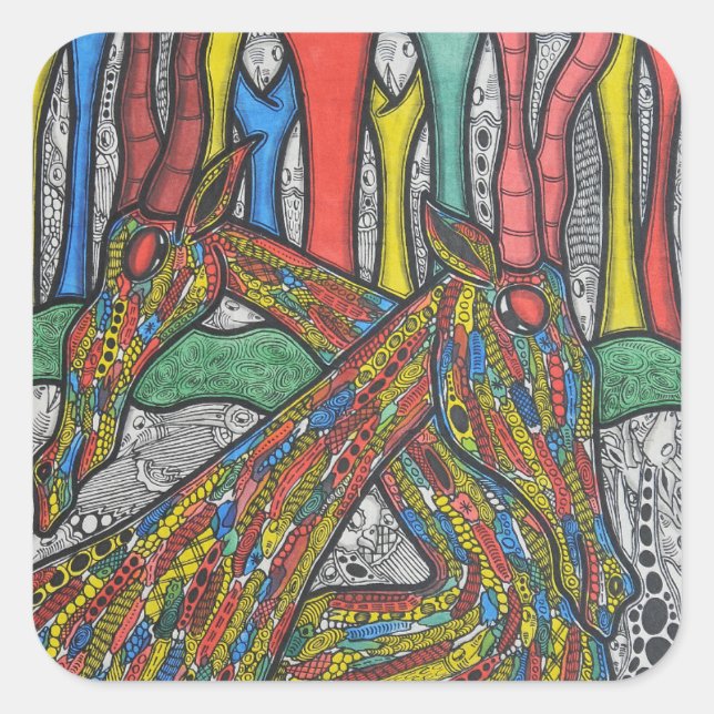 Pegatina Cuadrada Tarde perezosa (Anverso)