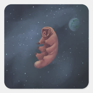 Pegatina Cuadrada Tardigrade espacial