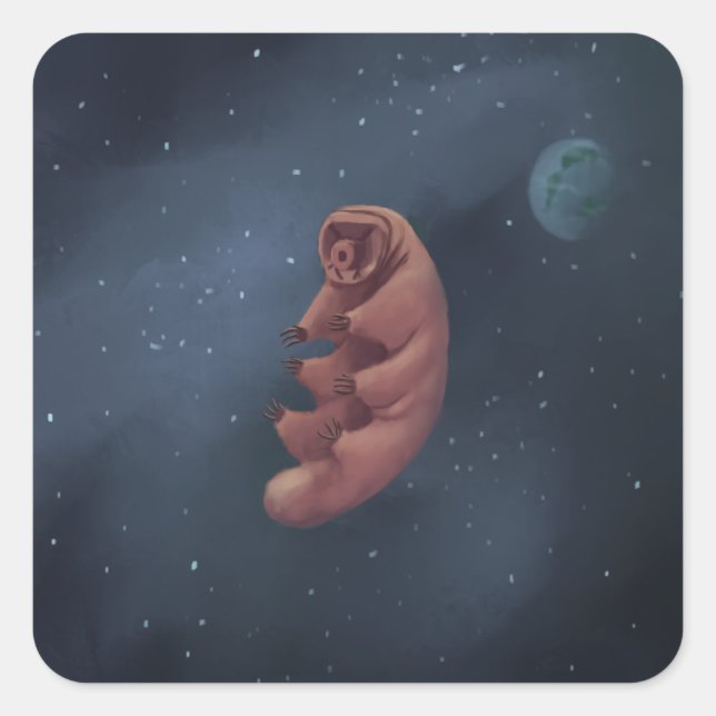 Pegatina Cuadrada Tardigrade espacial (Anverso)
