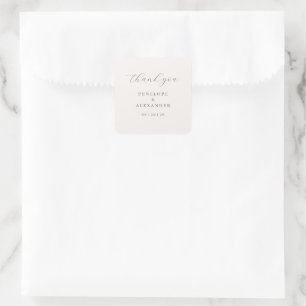 Pegatina Cuadrada Tarjeta de agradecimiento gris elegante