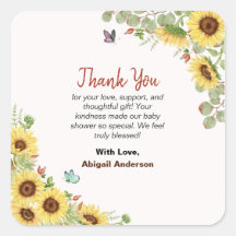 Tarjeta de agradecimiento para baby shower floral