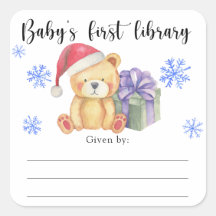Tarjeta de biblioteca para bebé de invierno, libro