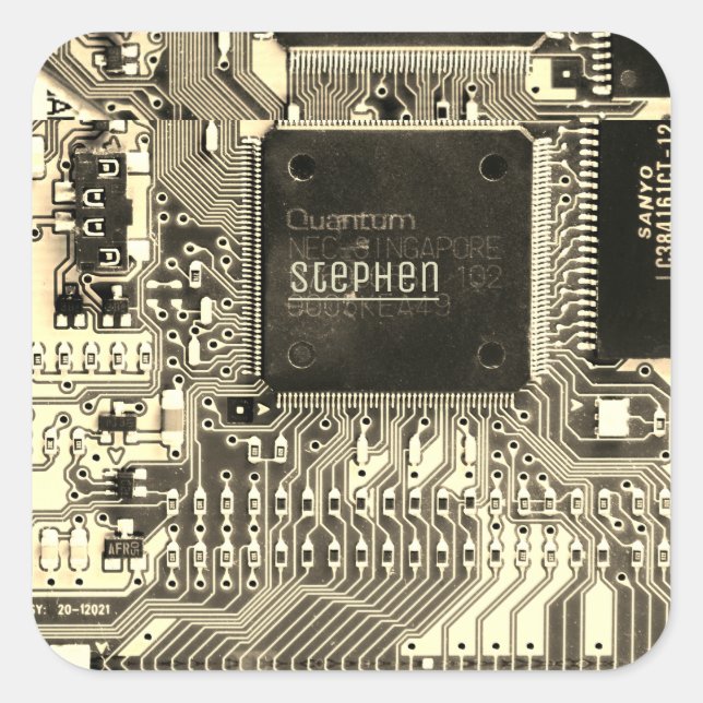 Pegatina Cuadrada Tarjeta de circuito impreso gris ・ PCB electrónico (Anverso)