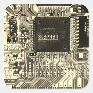 Pegatina Cuadrada Tarjeta de circuito impreso gris ・ PCB electrónico