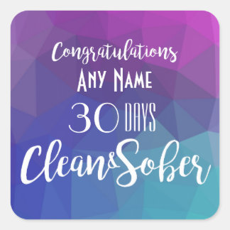Pegatina Cuadrada Tarjeta de cumpleaños de aniversario de Sobriedad