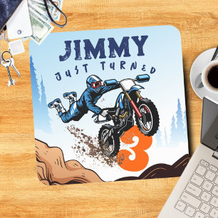 Pegatina Cuadrada Tarjeta de cumpleaños para fiesta de bicicleta de