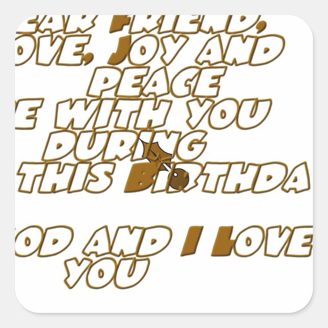 Pegatina Cuadrada Tarjeta de cumpleaños para un amigo cristiano (Anverso)