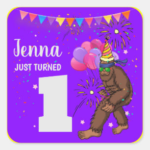 Pegatina Cuadrada Tarjeta de cumpleaños personalizable para niños co