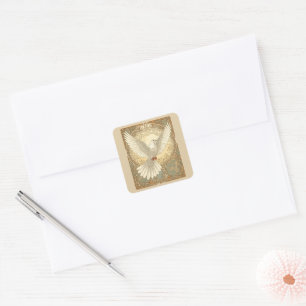 Pegatina Cuadrada Tarjeta de felicitación de paloma de la paz románt