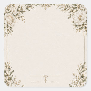 Pegatina Cuadrada Tarjeta de Invitación de Boda de Marfil Elegante c