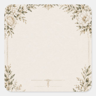 Pegatina Cuadrada Tarjeta de Invitación de Boda de Marfil Elegante c