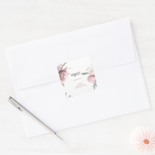 Pegatina Cuadrada Tarjeta de Invitación de Cumpleaños 18 Elegante Fl