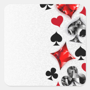 Pegatina Cuadrada Tarjeta de juego de jugador de póquer se adapta a 