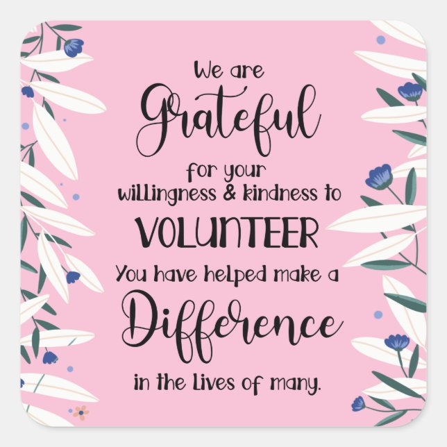 Pegatina Cuadrada tarjeta de la semana de reconocimiento voluntario (Anverso)