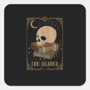 Pegatina Cuadrada Tarjeta de Lector de Libros Pagano Goblincore Góti