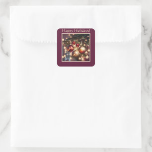 Pegatina Cuadrada Tarjeta de Navidad