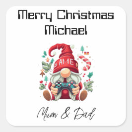 Pegatina Cuadrada Tarjeta de Navidades de jugador personalizada