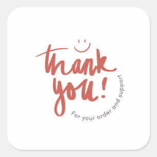 Pegatina Cuadrada Tarjeta de Negocios de Agradecimiento Floral – Peq