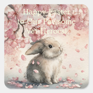 Pegatina Cuadrada Tarjeta de Pascua adorable para personal veterinar