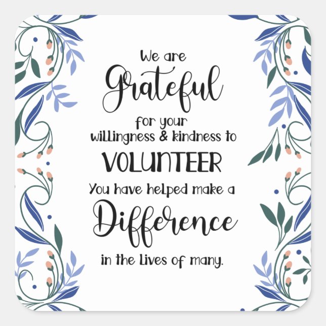 Pegatina Cuadrada tarjeta de patrón de semana de apreciación volunta (Anverso)