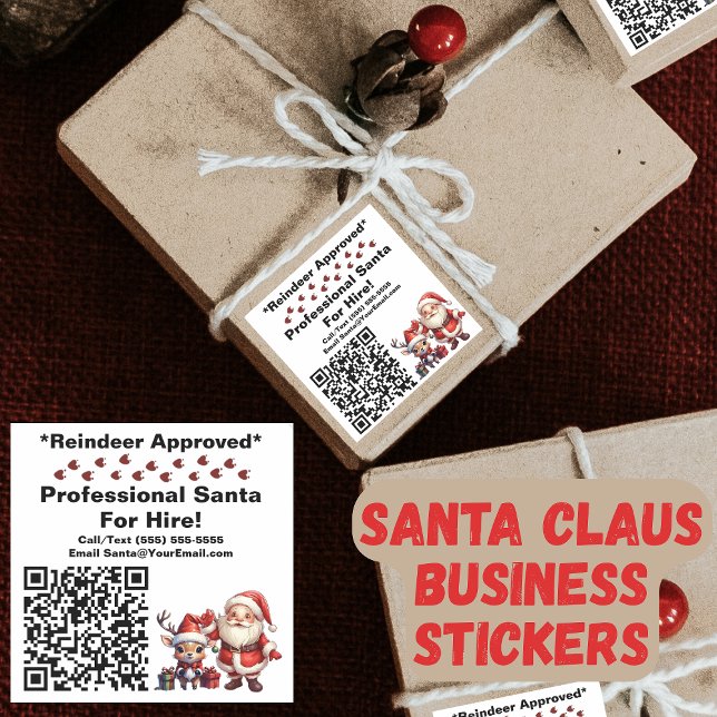 Pegatina Cuadrada Tarjeta de presentación de Santa Claus (Santa Claus Business Stickers)