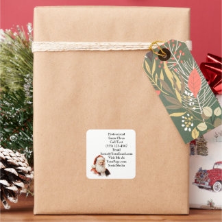 Pegatina Cuadrada Tarjeta de presentación tradicional de Santa Claus