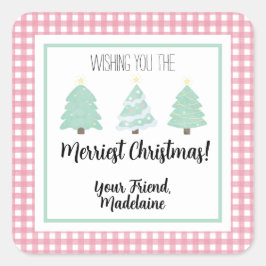 Pegatina Cuadrada Tarjeta de regalo para Navidades del maestro de ár