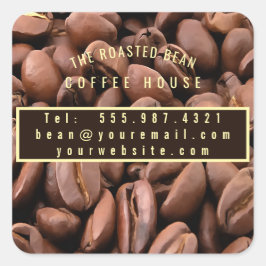 Pegatina Cuadrada Tarjeta de visita de granos de café tostados artís