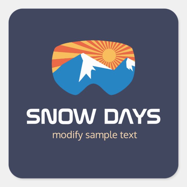 Pegatina Cuadrada Tarjeta de visita para esquiar Goggles de nieve Es (Anverso)