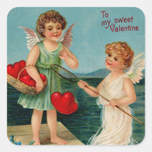 Pegatina Cuadrada Tarjeta del día de San Valentín dulce