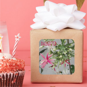 PEGATINA CUADRADA TARJETA FLOWER POST PARA EL DÍA DE LAS HIJAS