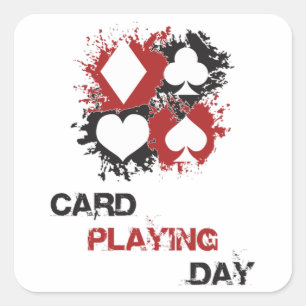 Pegatina Cuadrada Tarjeta Jugando Día Ace Tarjetas Poker Juego de Ca