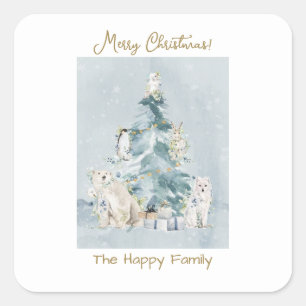 Pegatina Cuadrada Tarjeta navideña navidad de navidad