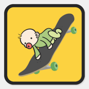 Pegatina Cuadrada Tarjeta para bebé en (Skate)