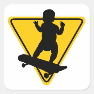 Pegatina Cuadrada Tarjeta para bebé en (Skate)
