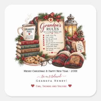 Pegatina Cuadrada Tarjeta personalizada de Navidad y Año Nuevo para 