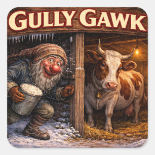 Pegatina Cuadrada Tarjeta postal del Yule Lad islandés Gully Gawk