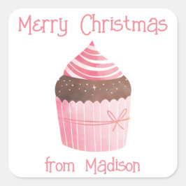 Pegatina Cuadrada Tarjetas de envoltorio de regalo para Navidades de