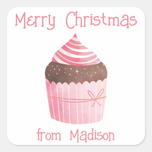 Pegatina Cuadrada Tarjetas de envoltorio de regalo para Navidades de