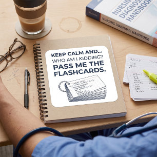 Pegatina Cuadrada Tarjetas de estudio divertidas para estudiantes de