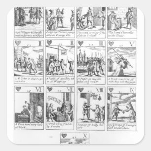 Pegatina Cuadrada Tarjetas de juego anticatólicas conmemorativas